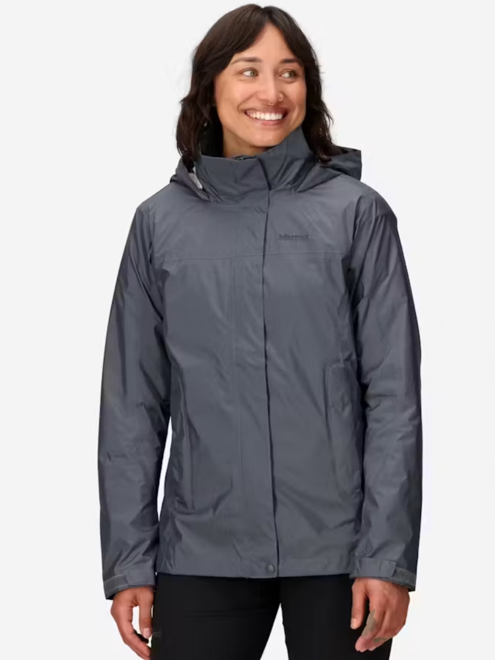 Marmot PreCip Eco Waterproof Drawstring Hem Rain Jacket In Steel Onyx Sz M NWT